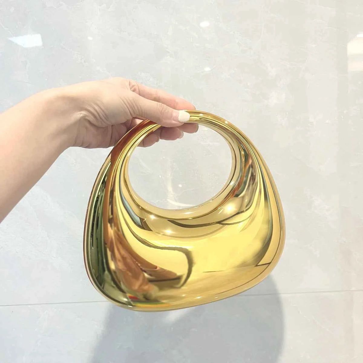 Metallic moon clutch mini